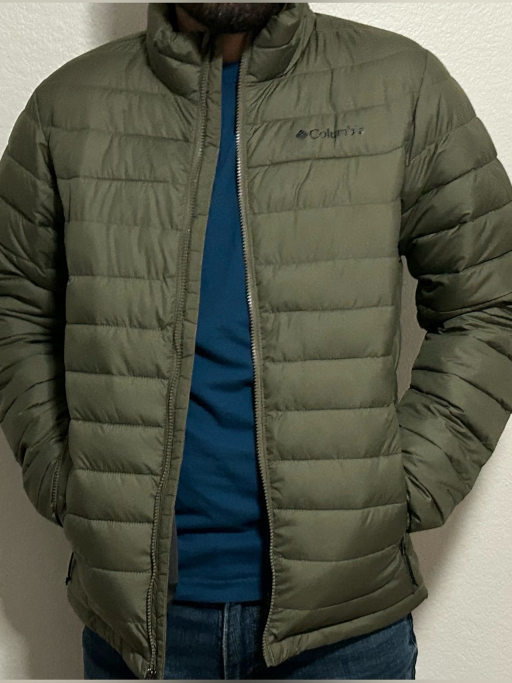 Columbia Men's Olive Puffer Jacket - Quilted Packable Style
